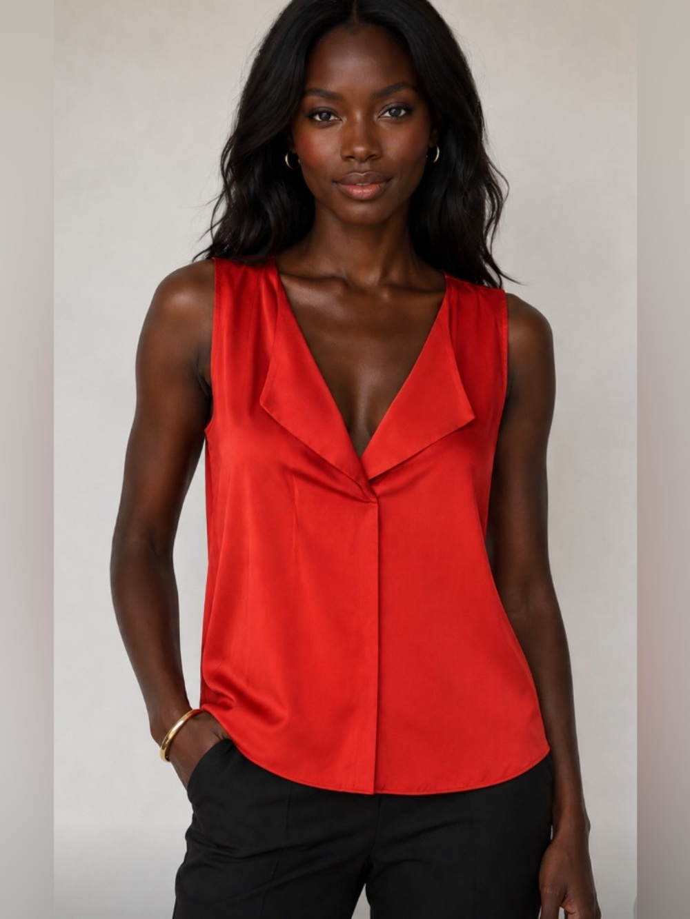 Elie Tahari Orange Silk Sleeveless Top